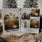 市松模様にレトロファミリーアーチ写真 シーズンカード