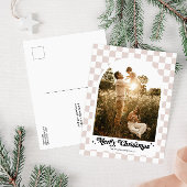 市松模様にレトロファミリーアーチ写真 シーズンポストカード