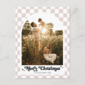 市松模様にレトロファミリーアーチ写真 シーズンポストカード (正面)