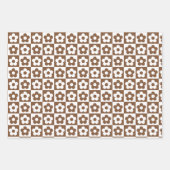 市松模様にレトロブラウンベージュフローラ ラッピングペーパーシート (正面3)