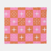 市松模様にレトロ星 フリースブランケット (正面(横))