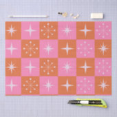 市松模様にレトロ星 薄葉紙 (クラフト)