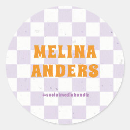 市松模様にレトロ ラウンドシール