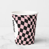 市松模様に名門私立校風のスマイルワンハッピーバーブ1歳 紙コップ (裏面)