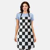 市松模様に型 エプロン (着用した状態)