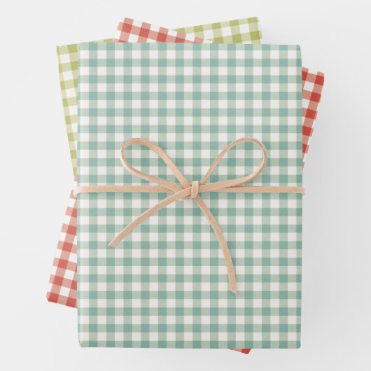 市松模様に市松模様に青市松模様に緑 ラッピングペーパーシート (インサイチュ)