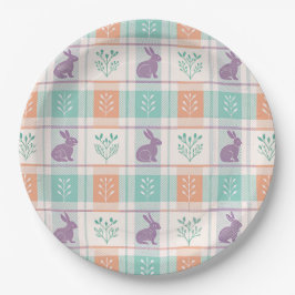 市松模様に復活祭 ペーパープレート