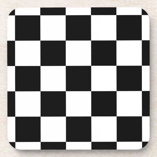 市松模様に懸命デザイン コースター (正面)