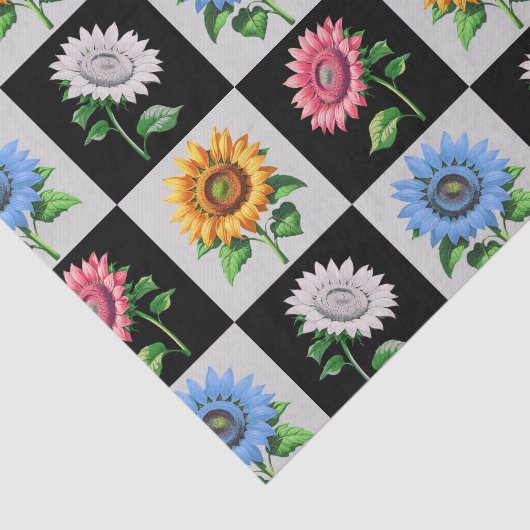 市松模様に数々の色ひまわりフローラデザイン 薄葉紙 (詳細)