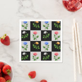 市松模様に数々の色バラフローラデザイン スタンダードカクテルナプキン (インサイチュ)