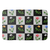 市松模様に数々の色バラフローラデザイン バスマット (正面)