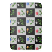 市松模様に数々の色バラフローラデザイン バスマット (正面縦)