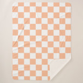 市松模様に方白桃 シェルパブランケット (正面)