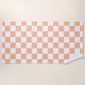 市松模様に方白桃 ビーチタオル (正面)