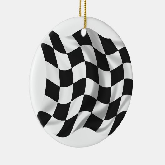 市松模様に旗 – レーシングフラグ セラミックオーナメント (右)