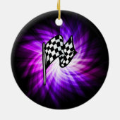 市松模様に旗;紫 セラミックオーナメント (裏面)