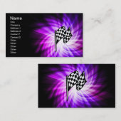 市松模様に旗；紫 名刺 (正面/裏面)