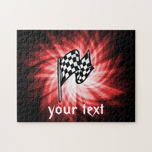 市松模様に旗；赤 ジグソーパズル (横)