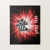 市松模様に旗；赤 ジグソーパズル (縦)