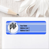 市松模様に旗;青 ラベル (インサイチュ)