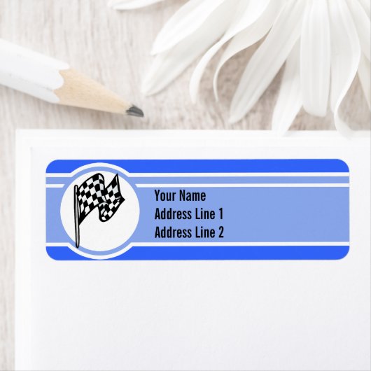 市松模様に旗；青 ラベル (インサイチュ)