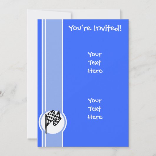 市松模様に旗;青 招待状 (正面)