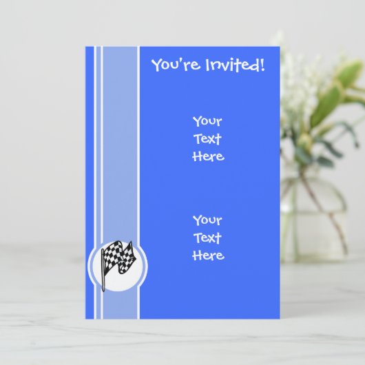市松模様に旗；青 招待状 (スタンド正面)