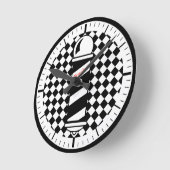 市松模様に時計 ラウンド壁時計 (傾斜)