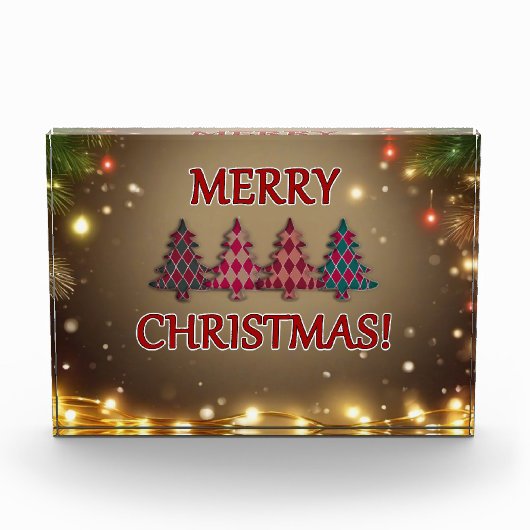 市松模様に木 フォトブロック (正面)