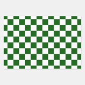 市松模様に板パターン白X緑 ラッピングペーパーシート (正面)