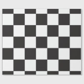 市松模様に板模様（白黒） ラッピングペーパー (フラット)