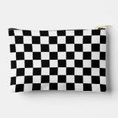 市松模様に正方形の白黒ジオメトリパターン アクセサリーポーチ (裏面)
