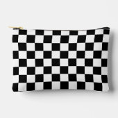市松模様に正方形の白黒ジオメトリパターン アクセサリーポーチ (正面)