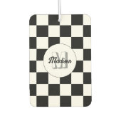 市松模様に正方形の白黒レトロモノグラム カーエアーフレッシュナー (正面)