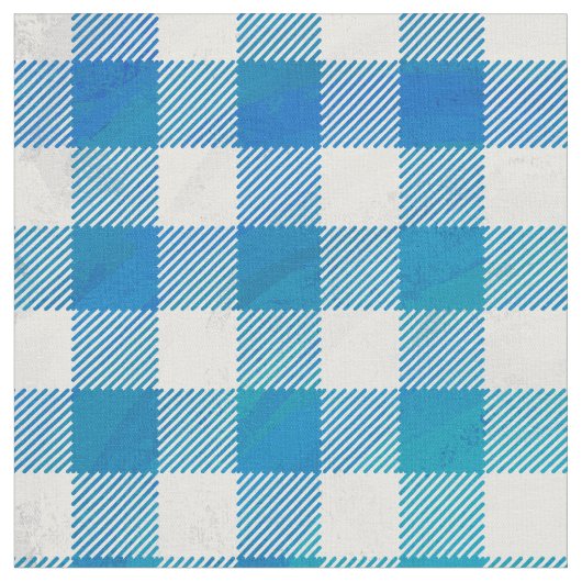 市松模様に水牛の格子青と白 ファブリック (クローズアップ)