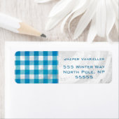 市松模様に水牛の格子青と白 ラベル (インサイチュ)