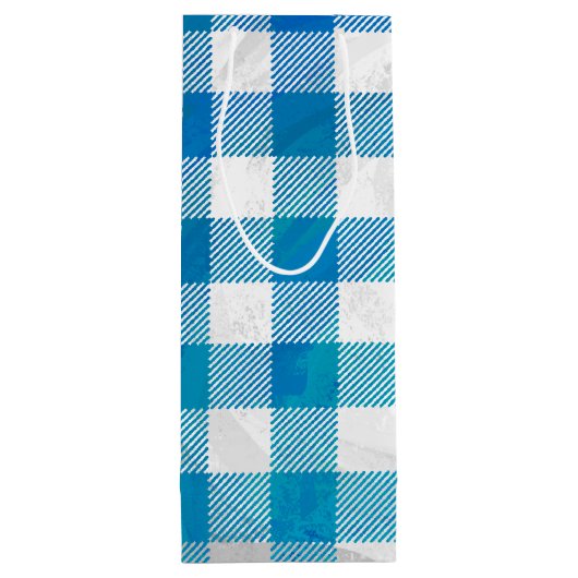 市松模様に水牛の格子青と白 ワインギフトバッグ (裏面)