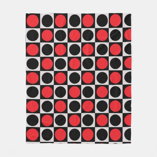 市松模様に水玉模様 フリースブランケット (正面)