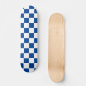 市松模様に深いブルー及びホワイトラッピング紙 スケートボード (正面)
