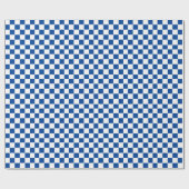 市松模様に深いブルー及びホワイトラッピング紙 ラッピングペーパー (フラット)
