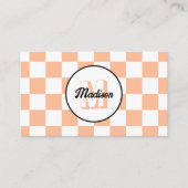 市松模様に白桃レトロモノグラム 名刺 (正面)