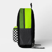 市松模様に白黒グリーンモノグラムイニシャルキッズ プリントバックパック (右)
