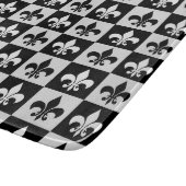 市松模様に白黒フルーアDe-Lisパターン カッティングボード (角)