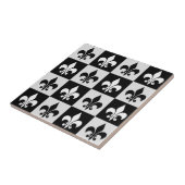 市松模様に白黒フルーアDe-Lisパターン タイル (側面)