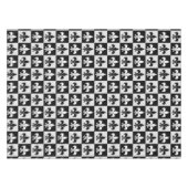 市松模様に白黒フルーアDe-Lisパターン テーブルクロス (正面(横))