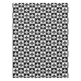 市松模様に白黒フルーアDe-Lisパターン テーブルクロス