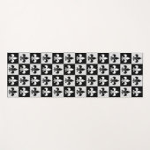 市松模様に白黒フルーアDe-Lisパターン ヨガマット (正面(横))