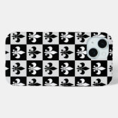 市松模様に白黒フルーアDe-Lisパターン Case-Mate iPhoneケース (裏面 (横))