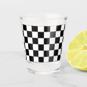 市松模様に白黒幾何レトロ ショットグラス (正面)