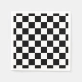 市松模様に白黒幾何レトロ スタンダードカクテルナプキン (正面)